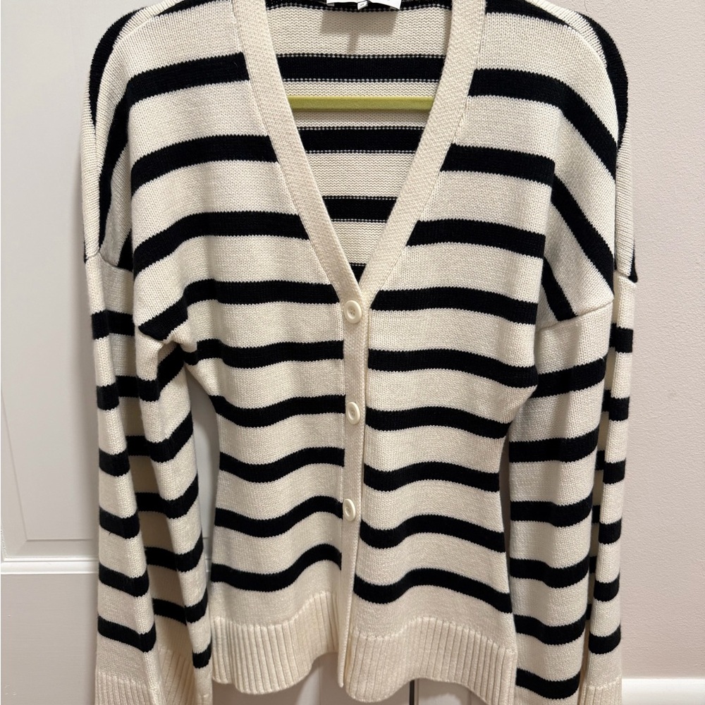 WeWoreWhat Black and Cream Striped Cardigan